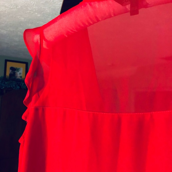 Express Red Ruffle Blouse - Picture 7 of 8